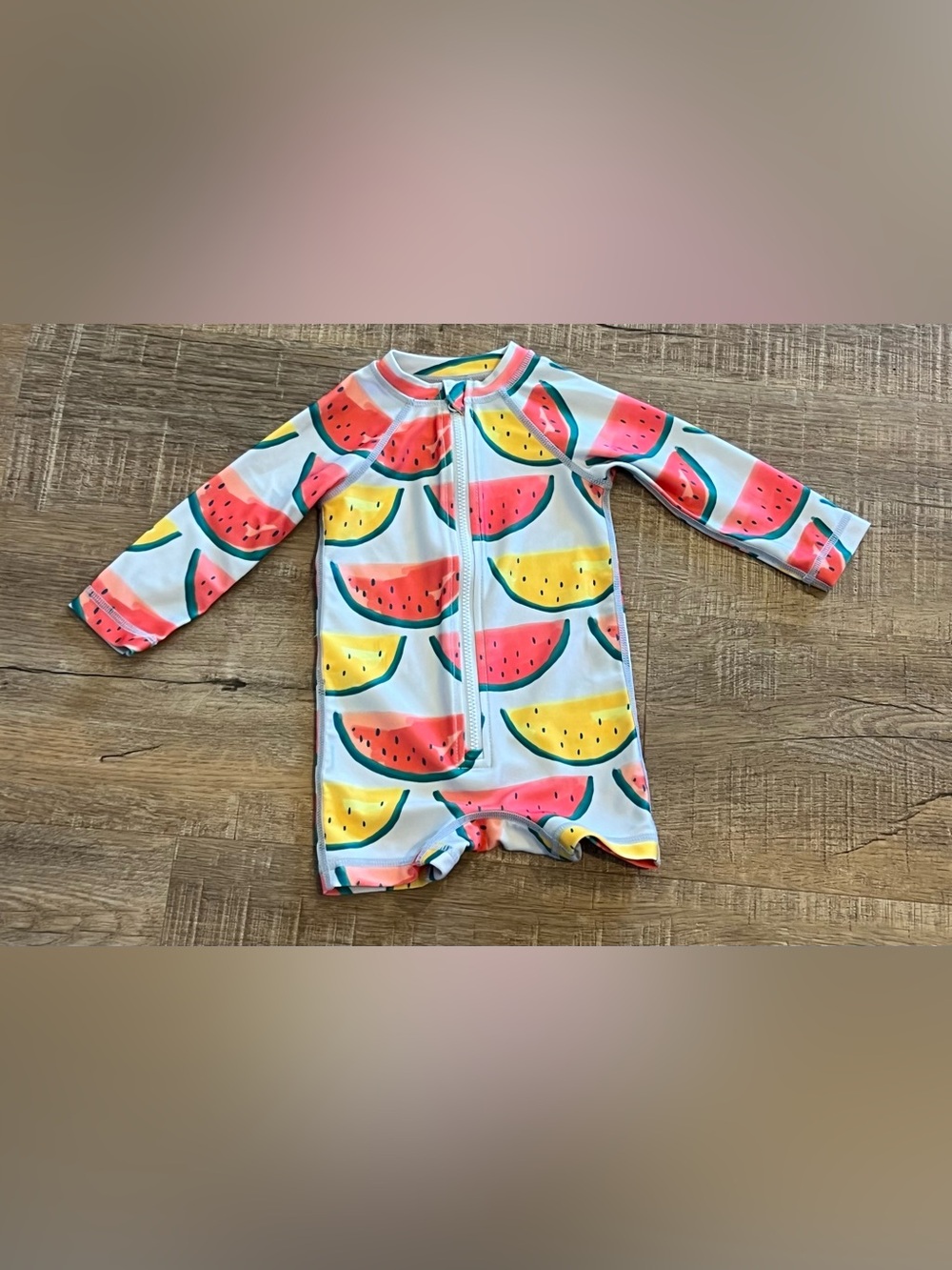 Tea baby girl 3-6 mo Watermelon Print Rash Guard One-Piece swimsuit